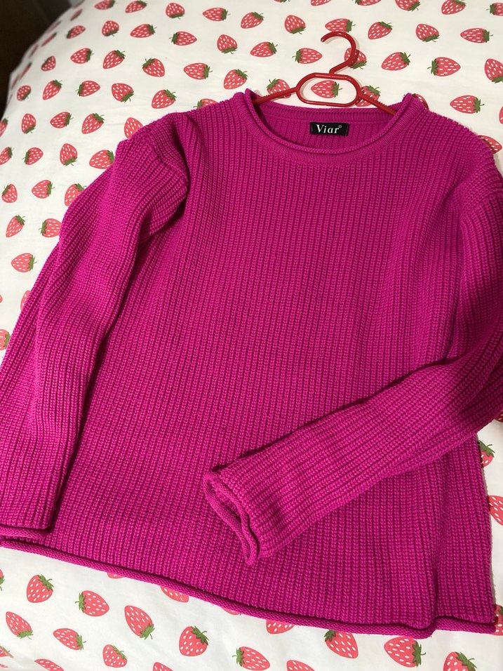 Pembe Uzun Kollu Triko Kazak - Görsel 2