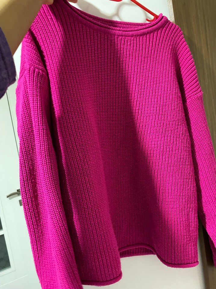 Pembe Uzun Kollu Triko Kazak - Görsel 3