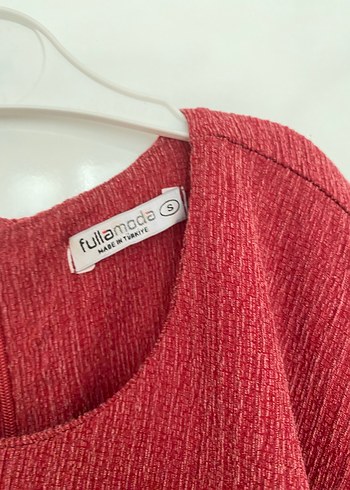 Kırmızı Keten Drapeli Uzun Elbise - Görsel 3