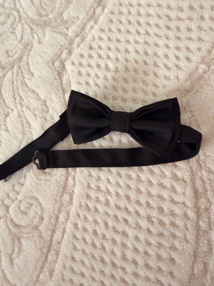 Siyah Düz Erkek Papyon - Görsel 4