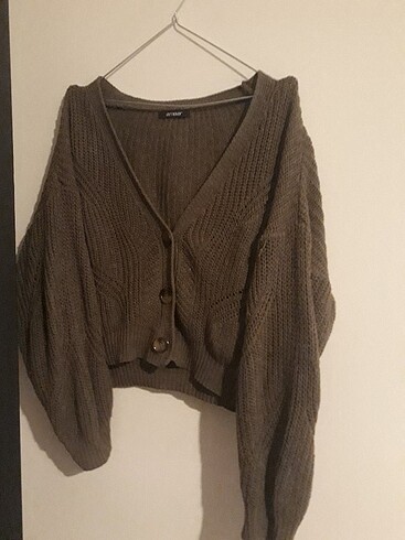 Kahverengi kullanılmamış oversize hırka