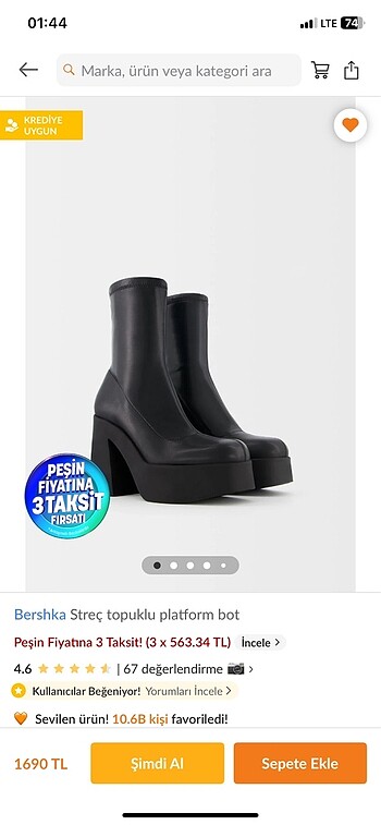 Bershka Siyah Topuklu Bot