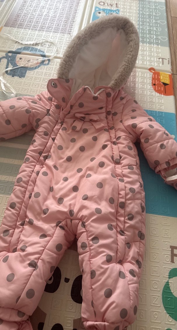 Pembe Puantiyeli Kürklü Bebek Tulumu mayoral - Görsel 3