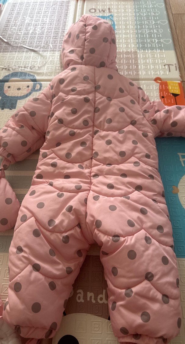 Pembe Puantiyeli Kürklü Bebek Tulumu mayoral - Görsel 4