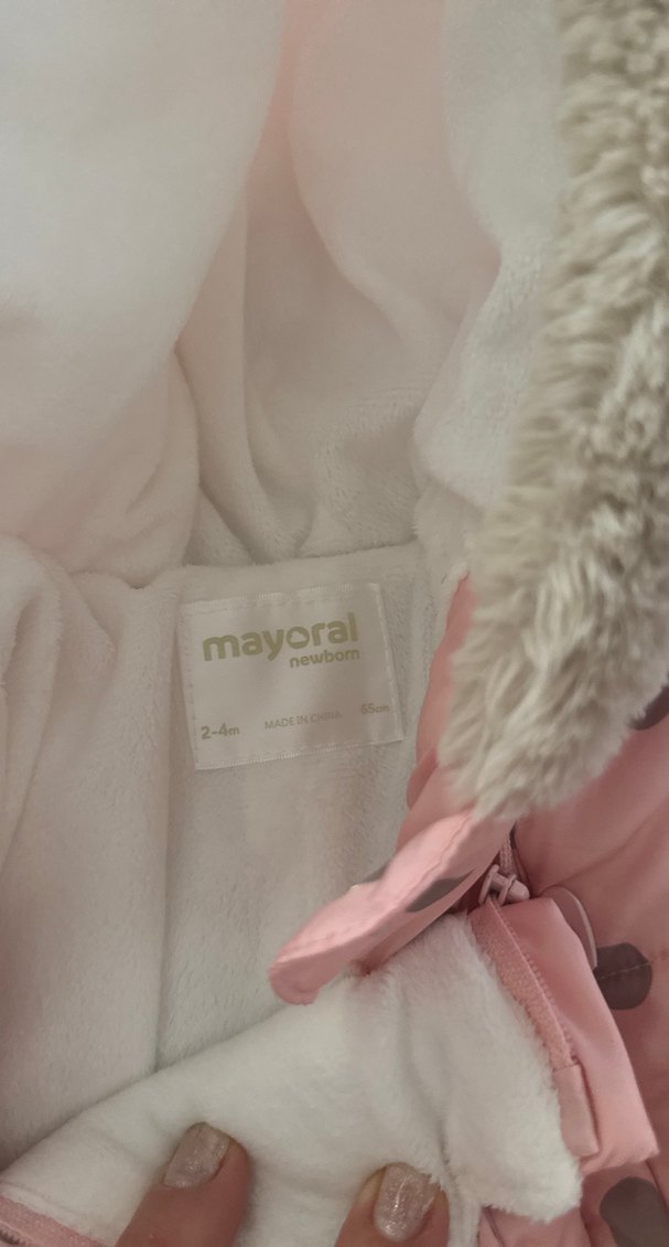 Pembe Puantiyeli Kürklü Bebek Tulumu mayoral - Görsel 2