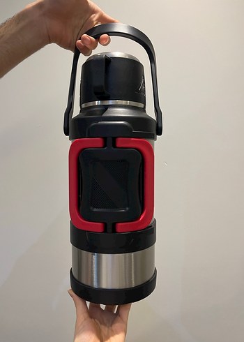 Kırmızı Kulplu Gri Termos - Görsel 5