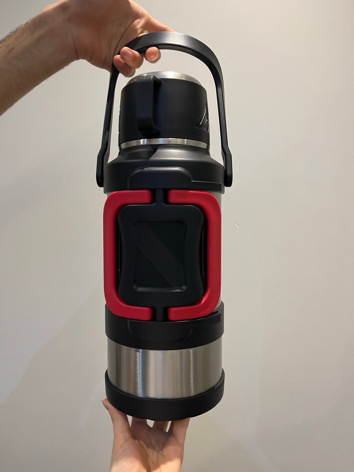 Kırmızı Kulplu Gri Termos - Görsel 5