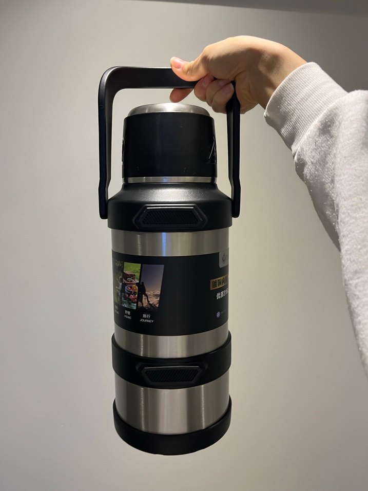 Kırmızı Kulplu Gri Termos - Görsel 3