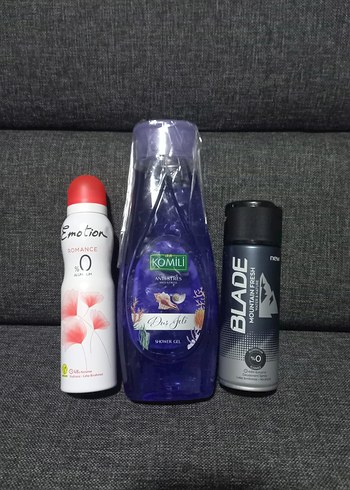 Kadın Erkek Deodorant Duş Jeli Seti üçlü Komili Emotion Blade