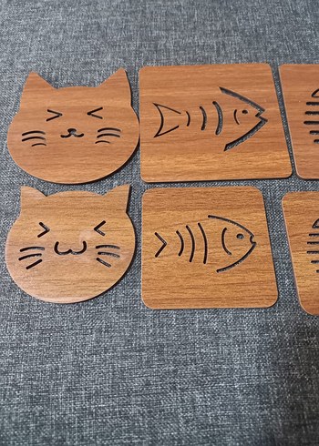 Beden 6 adet yeni ahşap altlık set bardak fincan altlığı seti