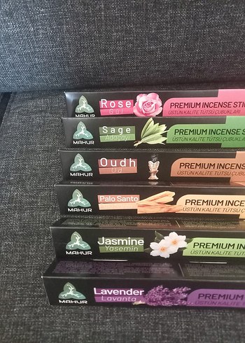 Diğer Premium Tütsü Çubukları Seti - Çeşitli Kokular 6 kutu 120 çubuk