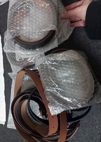 2 li kemer seti hanımlar için gümüş renk toka siyah ve taba set - Görsel 2