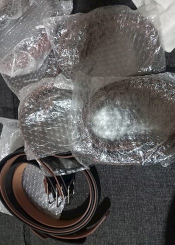 2 li kemer seti hanımlar için gümüş renk toka siyah ve taba set - Görsel 3