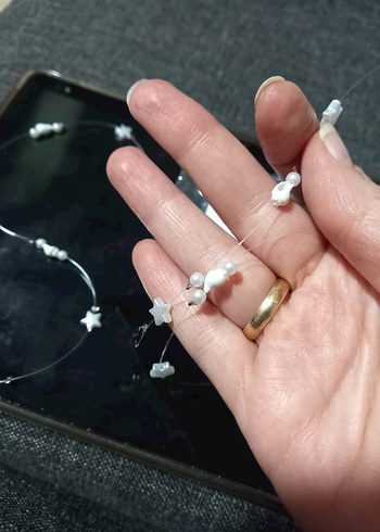 2 adet yeni boncuklu deniz kabuklu tel tokalı saç aksesuarı set - Görsel 2