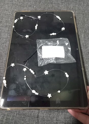 2 adet yeni boncuklu deniz kabuklu tel tokalı saç aksesuarı set - Görsel 3