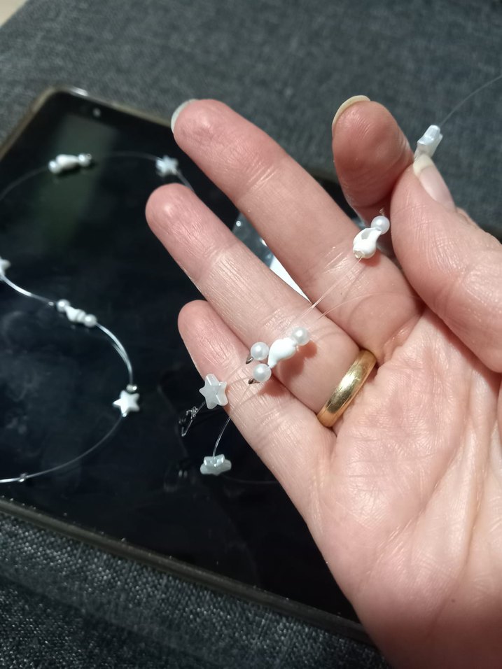 2 adet yeni boncuklu deniz kabuklu tel tokalı saç aksesuarı set - Görsel 2