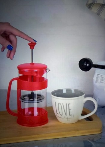 Beden kırmızı Renk French Press Çay kahve 400ml mika çelik süzgeç BPA içermez