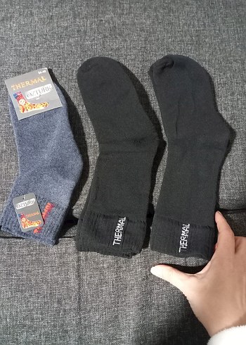 Termal Erkek Gri Midi Çorap çocuk boy üçlü yeni 36-40 nr - Görsel 2