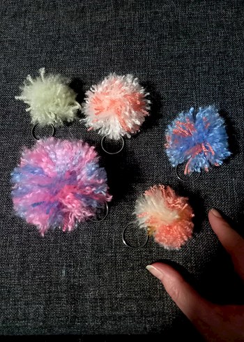 5 adet birlikte yeni anahtarlık çanta süsü rengarenk peluş set - Görsel 2