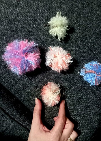 5 adet birlikte yeni anahtarlık çanta süsü rengarenk peluş set - Görsel 5