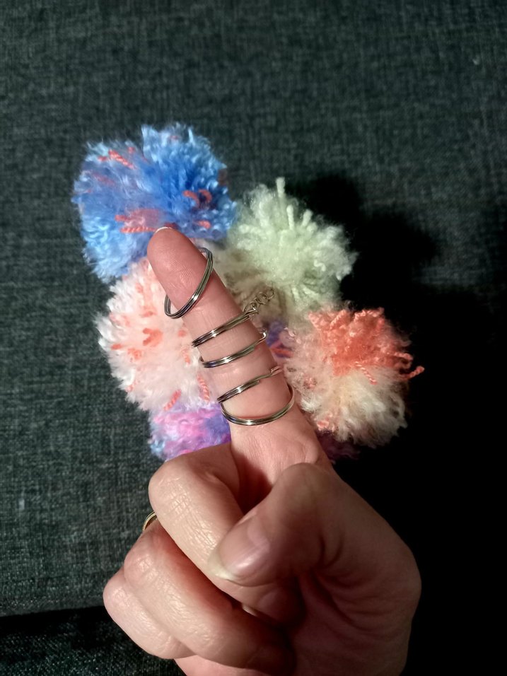 5 adet birlikte yeni anahtarlık çanta süsü rengarenk peluş set - Görsel 3