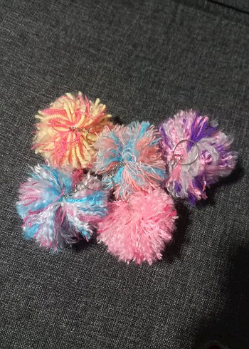 Renkli Püsküllü Bohem Anahtarlık yeni beş adet birlikte - Görsel 4