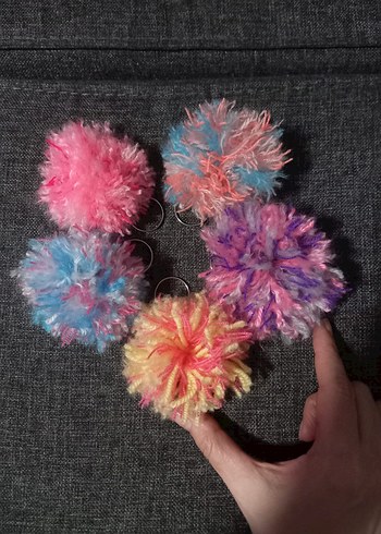 Renkli Püsküllü Bohem Anahtarlık yeni beş adet birlikte - Görsel 2