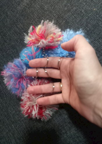 5 adet birlikte yeni anahtarlık çanta süsü rengarenk peluş set - Görsel 3