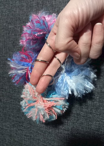 4 adet birlikte yeni anahtarlık çanta süsü rengarenk peluş set - Görsel 3