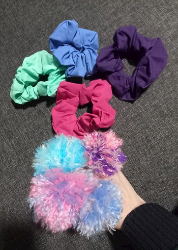 8li yeni set 4 anahtarlık çanta süsü 4 kumaş büyük toka birlikte - Görsel 3