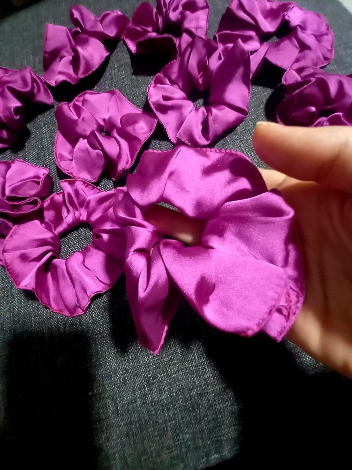 Mor Saten Elastik Saç Tokası Seti fuşya yeni 10 lu set - Görsel 2