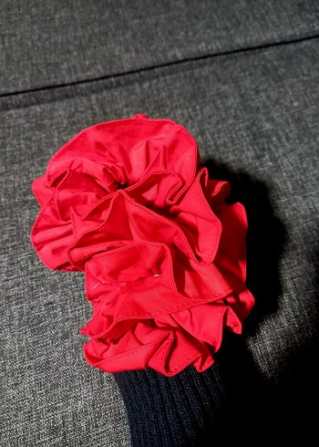 Kırmızı Fırfırlı Kadın Saç Tokası Seti 8 li yeni kumaş bez toka - Görsel 3