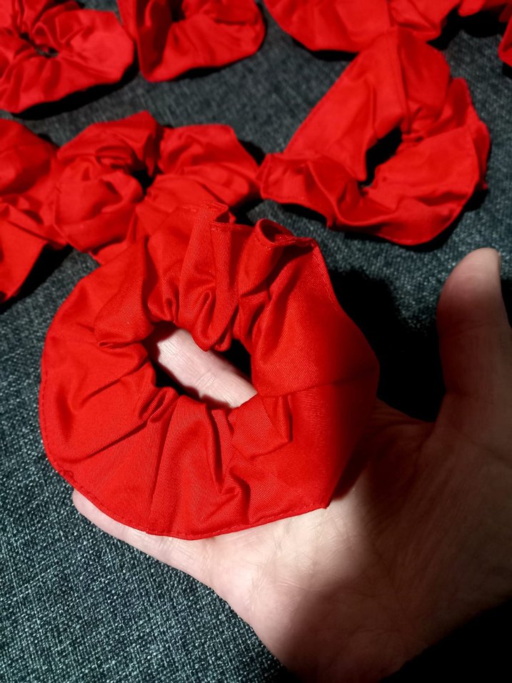 Kırmızı Fırfırlı Kadın Saç Tokası Seti 8 li yeni kumaş bez toka - Görsel 2