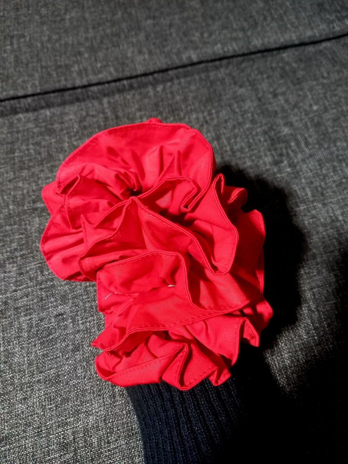Kırmızı Fırfırlı Kadın Saç Tokası Seti 8 li yeni kumaş bez toka - Görsel 3