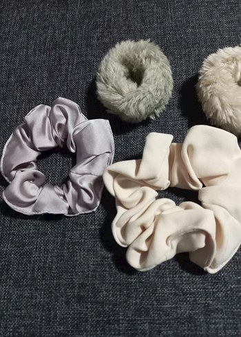 Bohem Tarzı Kadın Lastik Toka Seti 5 li yeni peluş saten kumaş - Görsel 2