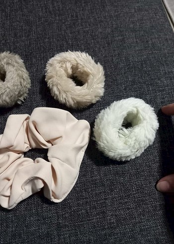 Bohem Tarzı Kadın Lastik Toka Seti 5 li yeni peluş saten kumaş - Görsel 3