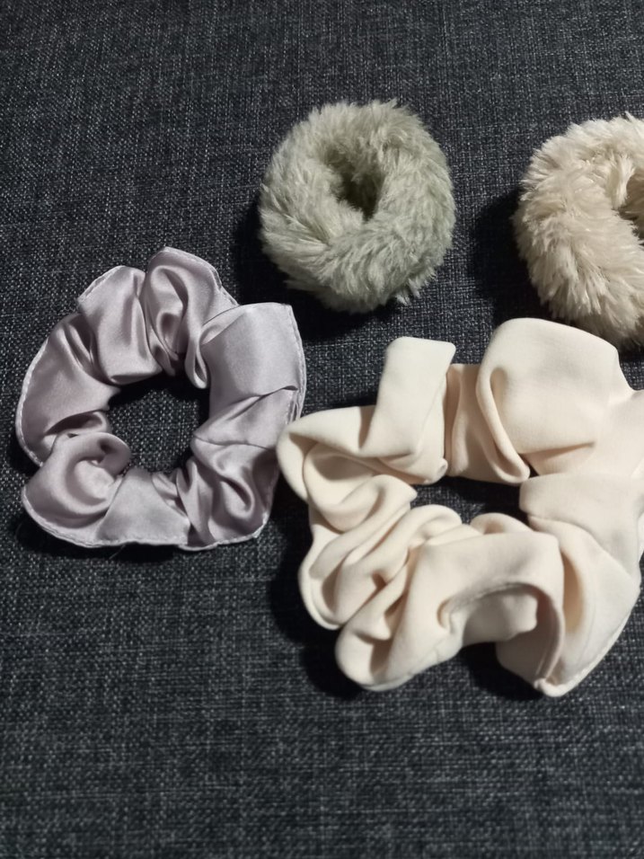 Bohem Tarzı Kadın Lastik Toka Seti 5 li yeni peluş saten kumaş - Görsel 2