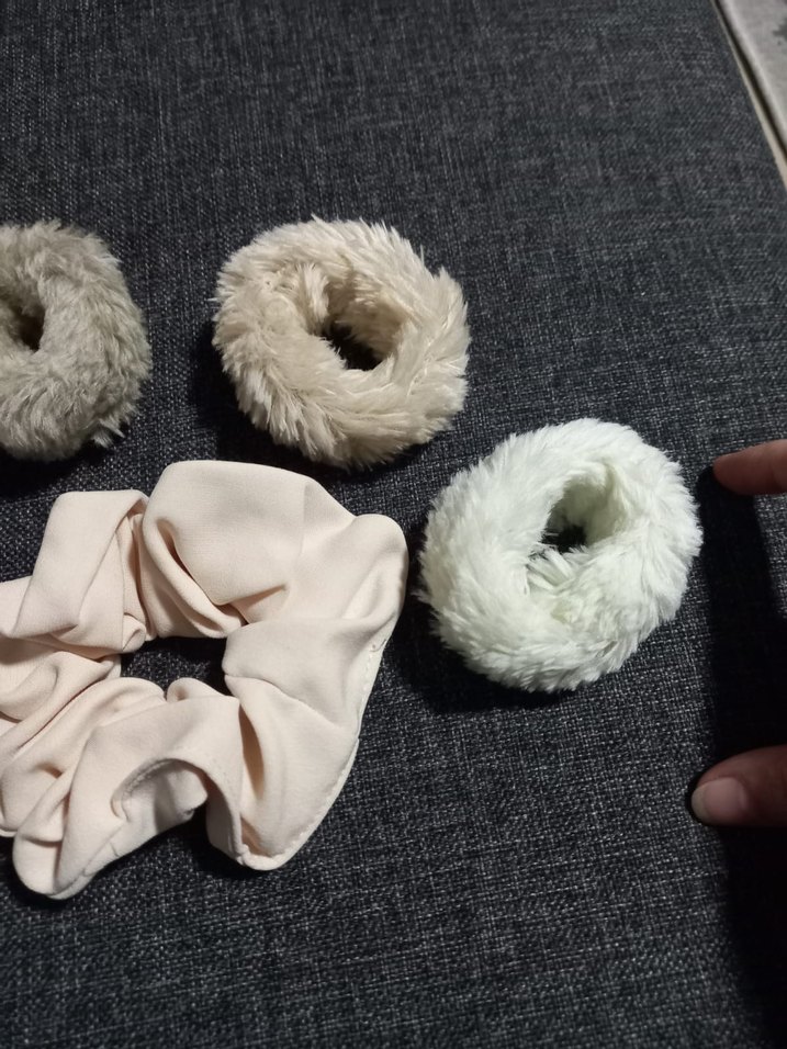 Bohem Tarzı Kadın Lastik Toka Seti 5 li yeni peluş saten kumaş - Görsel 3