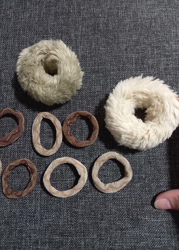 10 lu yeni toka seti 3 peluş 7 bez lastikli tokalar set - Görsel 2