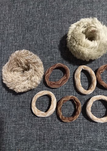 10 lu yeni toka seti 3 peluş 7 bez lastikli tokalar set - Görsel 3