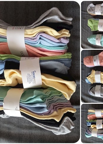 19 çift 36-39 nr pastel renklerde pamuk bilek boy yumuşak çorap