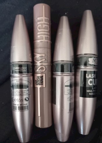 Diğer 4 adet açılmamış yeni Lash Curl Sensational Maskara rimel set