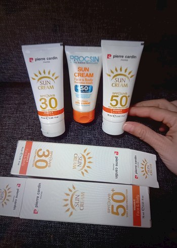 3 adet güneş kremi yeni Procsin Pierre Cardin set birlikte