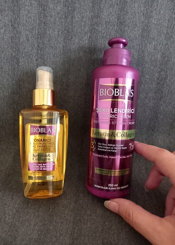 Bioblas Keratin & Collagen Saç Bakım Seti ikili yağ ve bukle