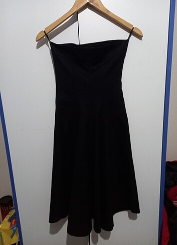 s Beden siyah Renk S beden straplez kumaş elbise, pamuk, bel 31 cm, göğüs 40 cm, bo