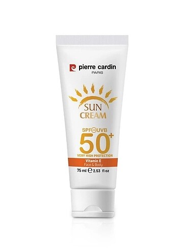  Beden 2 ürün Pierre Cardin 50+spf yüksek koruyucu 75ml yüz&vücut güneş