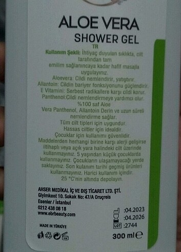 5+ yaş yeni aloe vera duş jeli yüzde yüz doğal 300 ml - Görsel 2