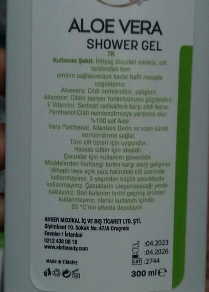 5+ yaş yeni aloe vera duş jeli yüzde yüz doğal 300 ml - Görsel 2