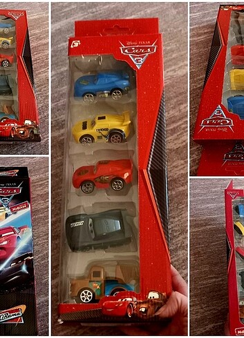5 li Şimşek McQueen 5 araba yeni paketinde oyuncak set araç seti