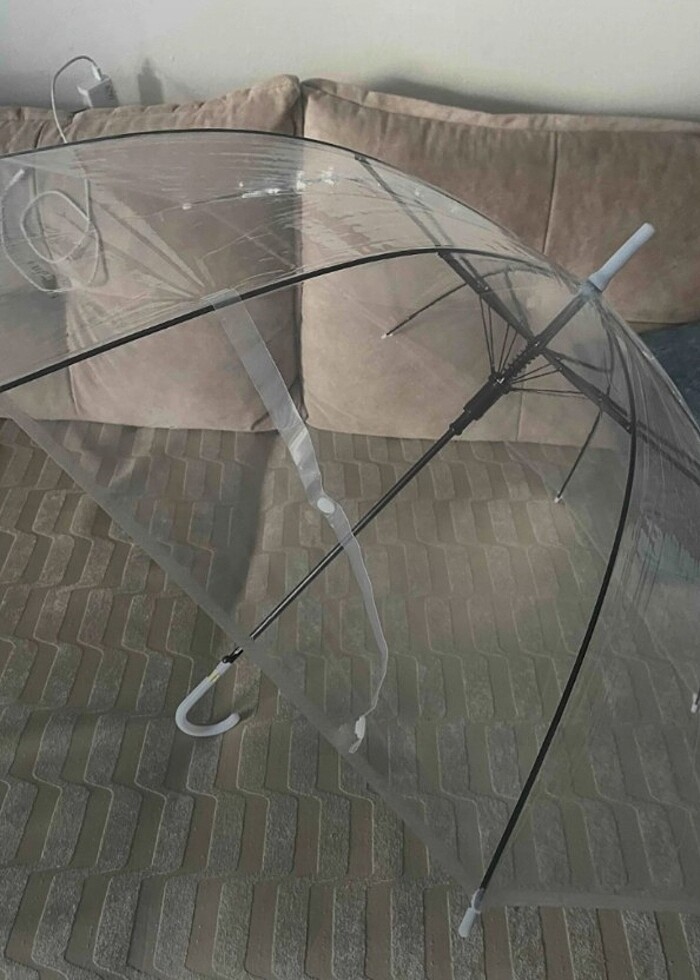 8 telli fiber iskelet yeni şemsiye otomatik şeffaf baston yağmur - Görsel 4